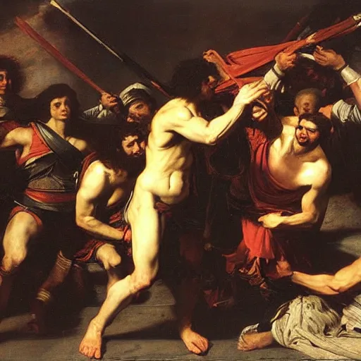 Prompt: painting of the collossus of rhodes, by valentin de boulogne