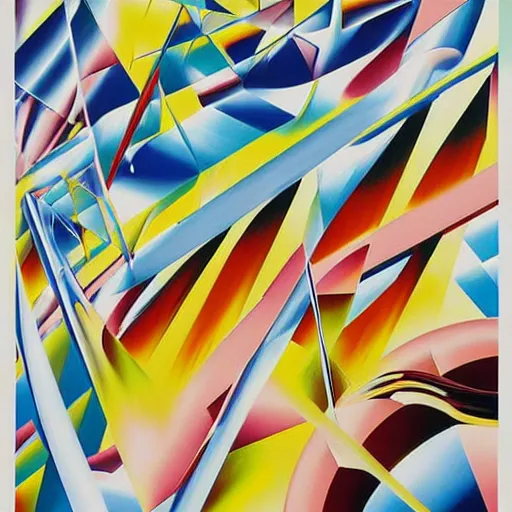 Image similar to an airbrush painting by James Rosenquist behance geometric abstract art vorticism