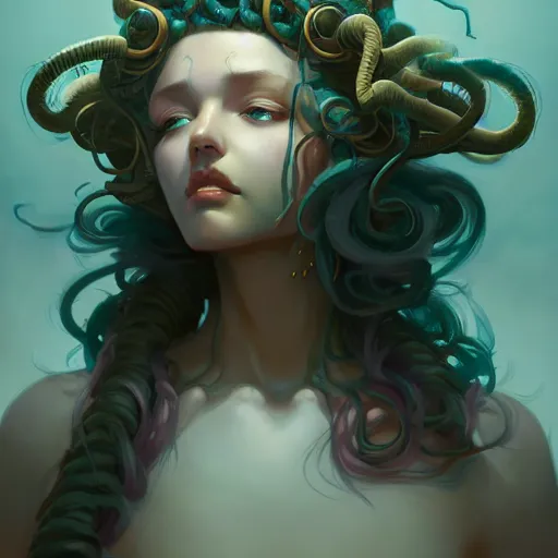 Prompt: a beautiful portrait of medusa, concept art by pete mohrbacher and guweiz and ilya kuvshinov, digital art, highly detailed, intricate, sharp focus, trending on artstation hq, deviantart, unreal engine 5, 4 k uhd image