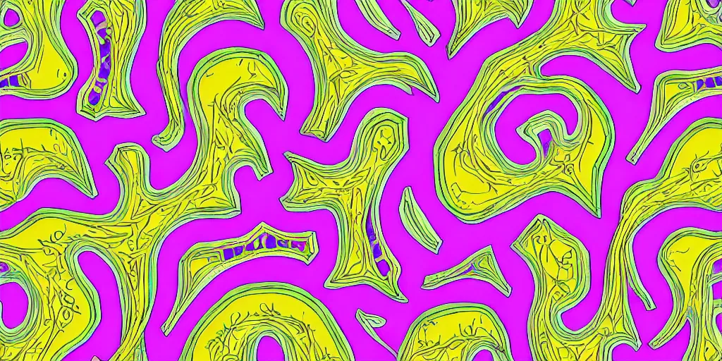 Prompt: seamless pattern of large colorful 4 arches in escher style horizontal multilayers