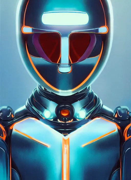 Image similar to ( ( symmetry ) ) closeup portrait of a chrome mech cyborg girl, fashion racer jumpsuit with shoulder pads, cinematic light, windy, teal orange, ( volumetric smoke ), mist, by gerald brom, by mikhail vrubel, by peter elson, muted colors, extreme detail, trending on artstation, 8 k