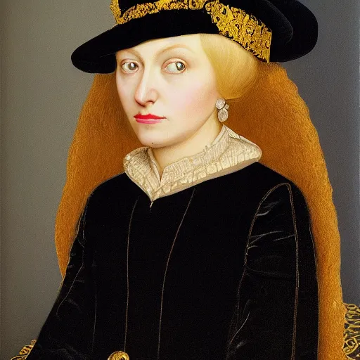 Prompt: blonde victorian princess, hyperrealism, concept art, jan van eyck