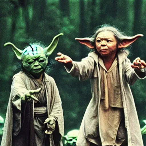 Image similar to yoda performing at woodstock