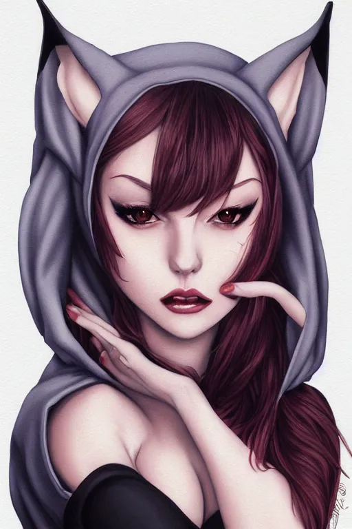 Image similar to Succubus in virgin killer sweatshirt portrait, by artgerm, WLOP