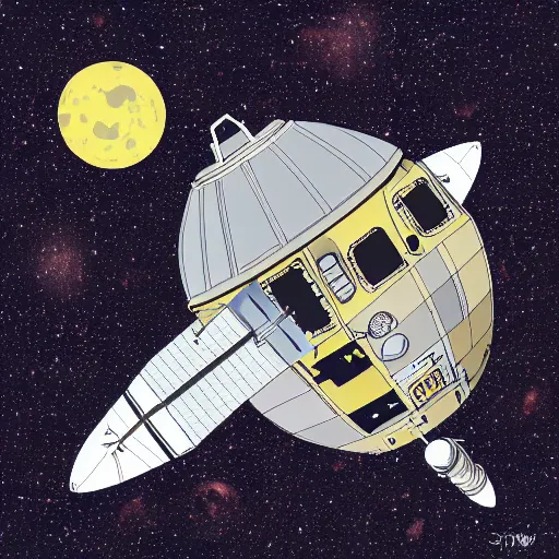 Prompt: detailed spacecraft in the style of nacho yague