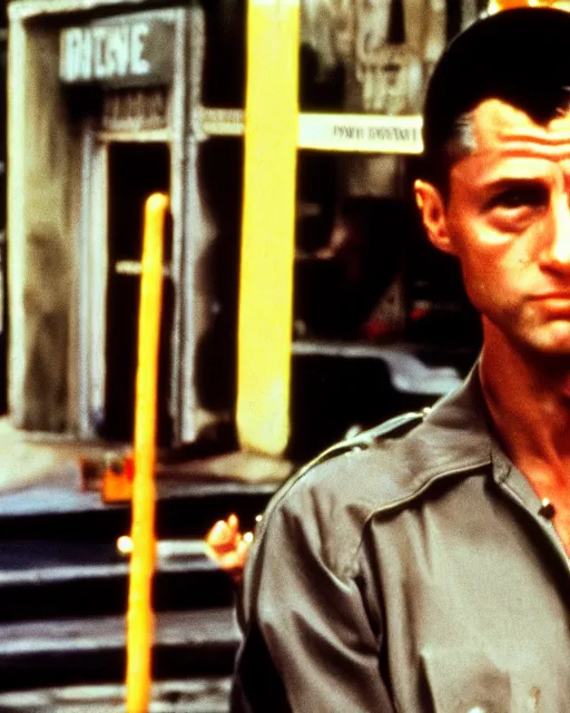Image similar to film still close - up shot of bill clinton as travis bickle from the movie taxi driver. photographic, photography