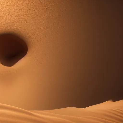 Image similar to a gorgeous goddess face arising out of the desert sand, photorealistic, beautiful dynamic dramatic, shadows, cinematic atmosphere, octane render, 8 k