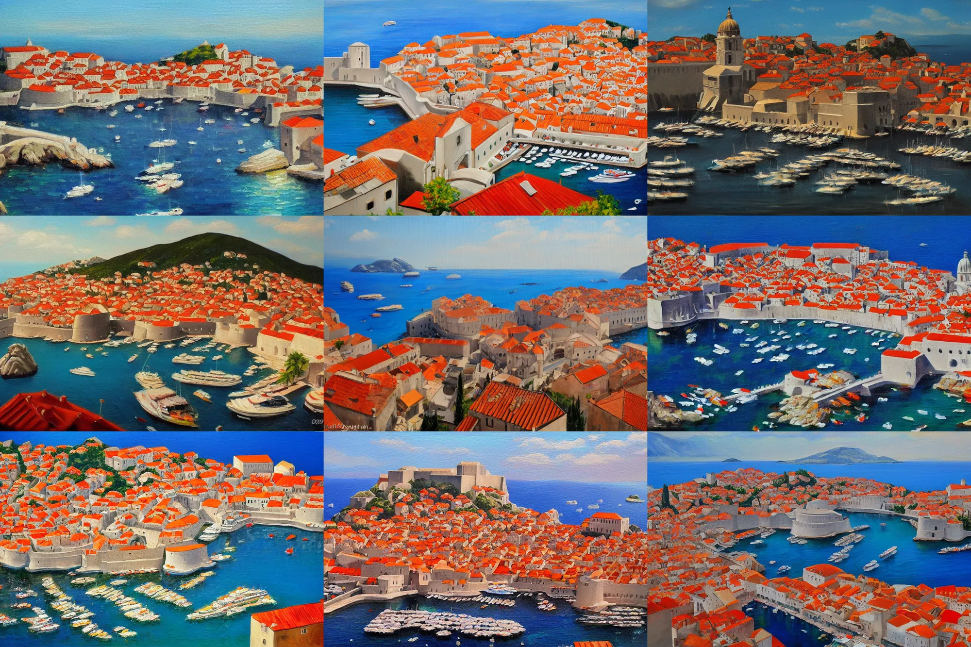 Image similar to dubrovnik, oil painting, oil in canvas, old painting