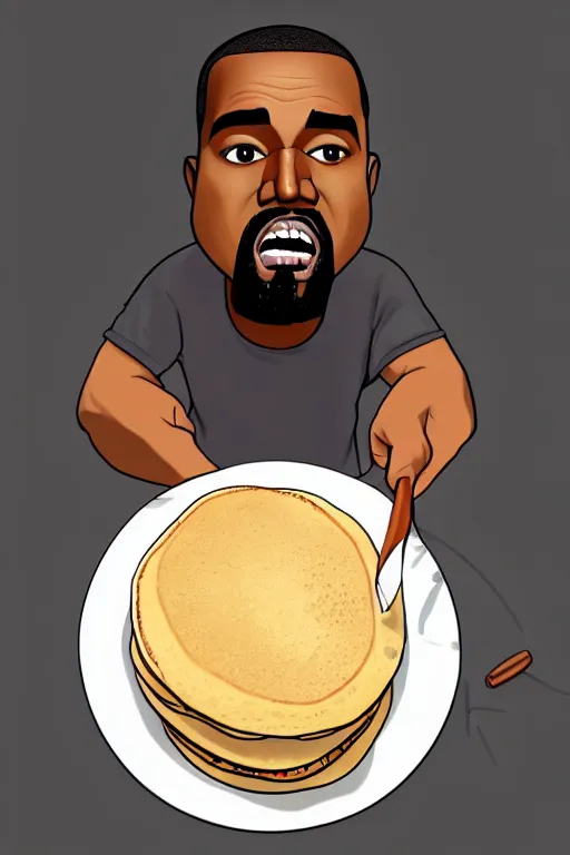 Prompt: kanye west making pancakes, animation pixar style, by pendleton ward, magali villeneuve, artgerm, rob rey and kentaro miura style, golden ratio, trending on art station