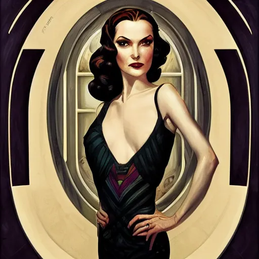 Image similar to a streamline moderne, ( art nouveau ), ( ( dieselpunk ) ) portrait in the style of charlie bowater, and in the style of donato giancola, and in the style of charles dulac. symmetry, ultrasharp focus, dramatic lighting, semirealism, intricate symmetrical ultrafine background detail.