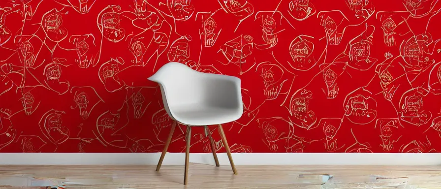 Image similar to a beautiful simple 4 k hd red wall paper illustration of roasted string hotpot, red wallpaper design, simple style, gourmet style, commercial kebab hotpot wallpaper display, wall painting, from china, with merchant logo, simple structure, surrealistic, chinese style, victo ngai, james jean, denoise, deblurring