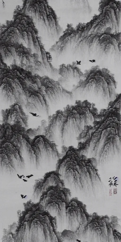 Environmental shot Beautiful chinese ink wash Stable Diffusion