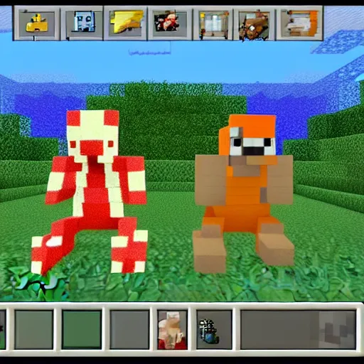 Image similar to pokemon in minecraft