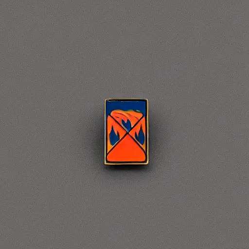 Image similar to a photo of a retro minimalistic clean fire warning enamel pin, studio lighting, behance