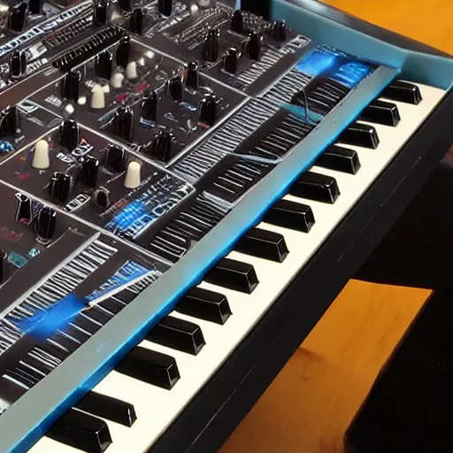 Prompt: retro futuristic analog synthesizer