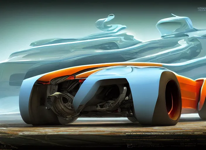 Prompt: wide view shot of a new car for 2 0 3 2 with offroad tires installed. style by petros afshar, christopher balaskas, goro fujita, and rolf armstrong. car design by dmc.