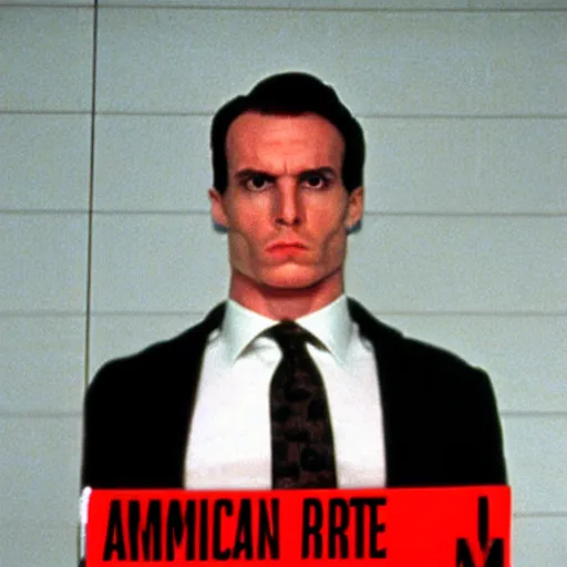 Image similar to american psycho mugshot