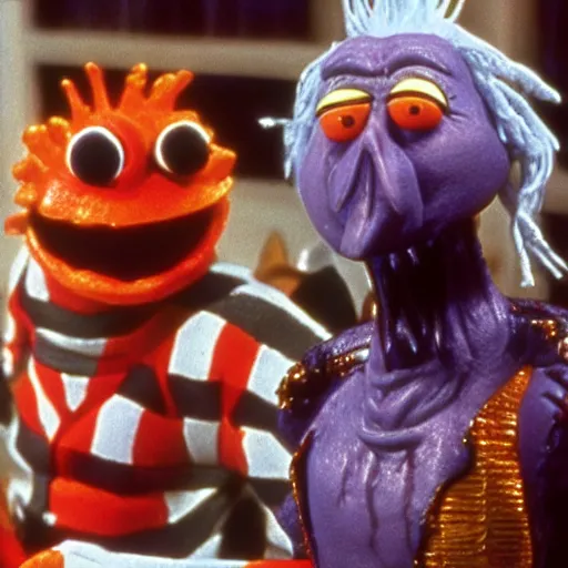 Image similar to small soldiers beetlejuice, sesame street 1 9 7 8