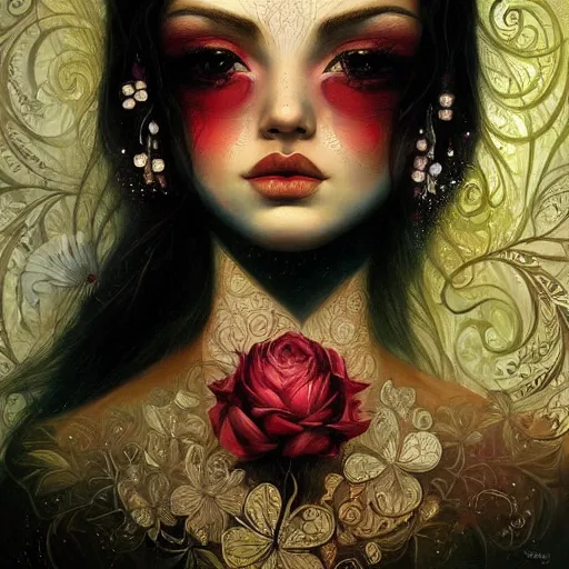 Image similar to the most beautiful girl in the world, portrait by Karol Bak and jeremiah ketner