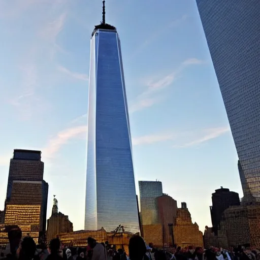 Image similar to 1 world trade center but it's made of twinkies