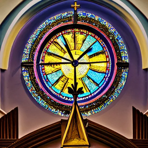 Image similar to a large church with a clock on the top of it, a mosaic by avigdor arikha, trending on unsplash, orphism, photo taken with ektachrome, photo taken with nikon d 7 5 0, photo taken with provia