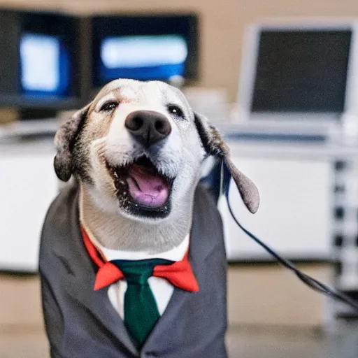 Image similar to Corporate memphis of a businessman dog