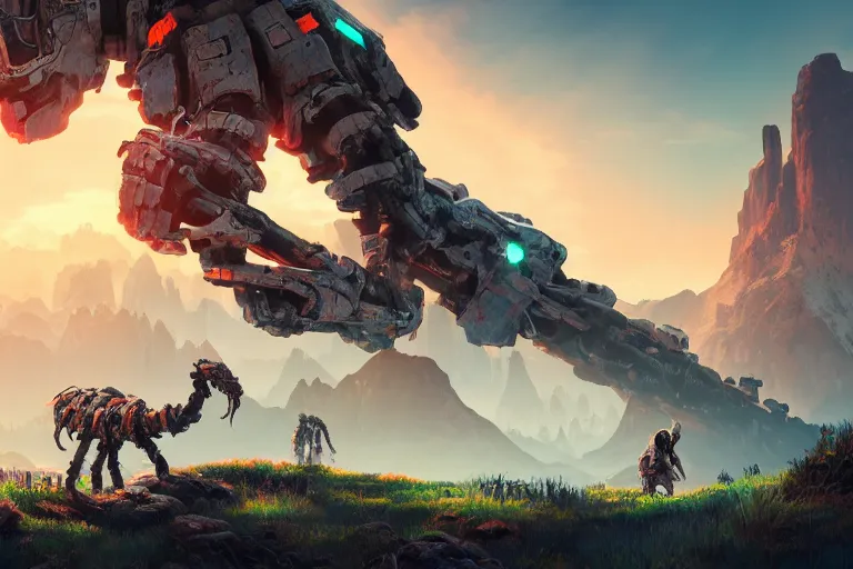 Image similar to tremortusk machine mecanical creature robot of horizon forbidden west horizon zero dawn bioluminiscence global illumination ray tracing hdr fanart arstation by ian pesty and alena aenami artworks in 4 k