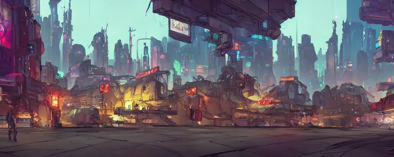 Image similar to science fiction city, borderlands 3 concept art, llustration, cyberpunk dark fantasy art, gta 5 cover, official fanart behance hd artstation by jesper ejsing, by rhads, makoto shinkai and lois van baarle, ilya kuvshinov, ossdraws