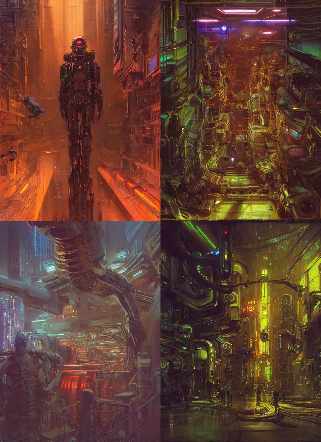 Prompt: live for films, sci - fi, cyberpunk, conceptual, hyperdetailed, donato giancola, james gurney, neon lights, mood lighting, rust