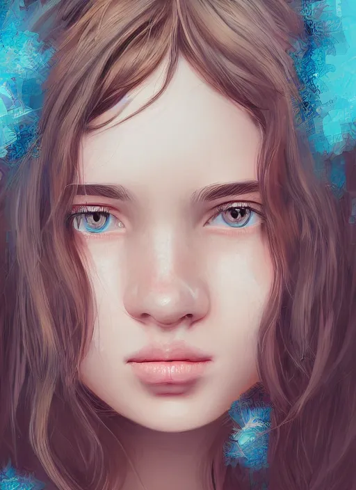Image similar to a higly detailed digital art portrait of a cute, playful young woman by laia lopez