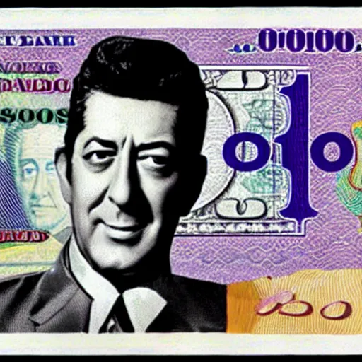 Prompt: dean martin on the 1 0 0 $ bill