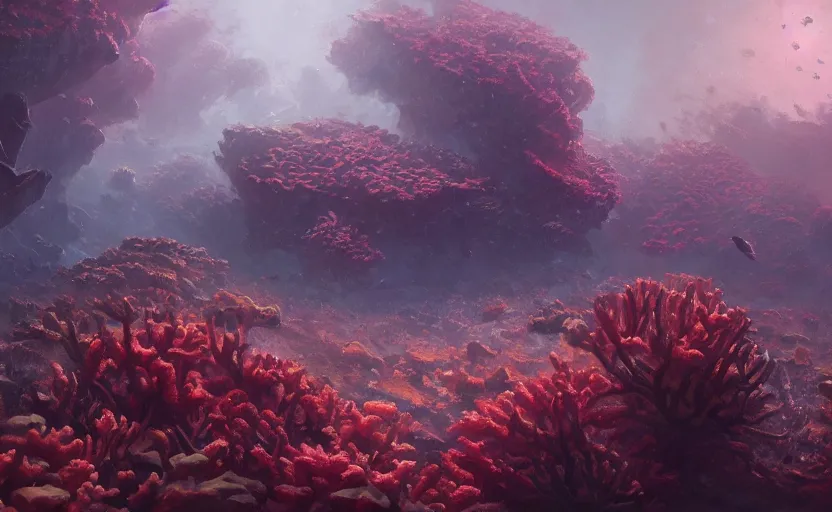 Prompt: A painting of an Endless Coral Reef trending on artstation in the style of Greg Rutkowski