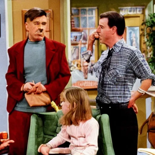 Prompt: A still of Hitler in the 1980s sitcom Full House