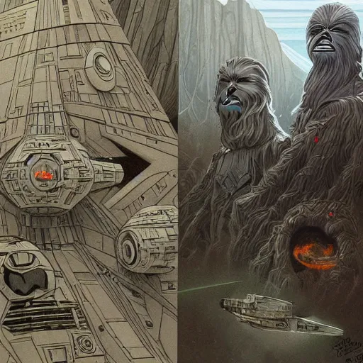 Prompt: highly detailed doodle art of scenes from star wars fanart, detailed and intricate environment