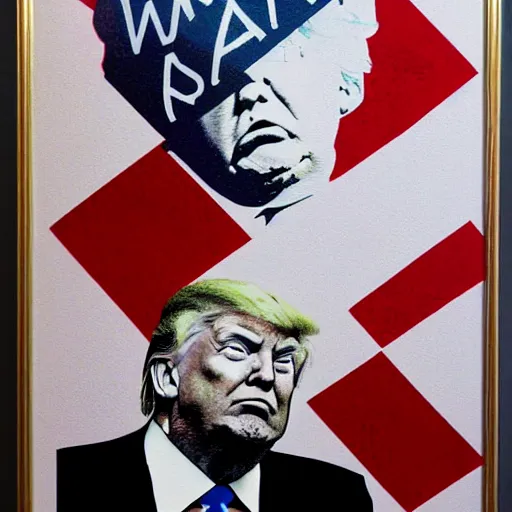 Prompt: donald trump by banksy, wall art, banksy,