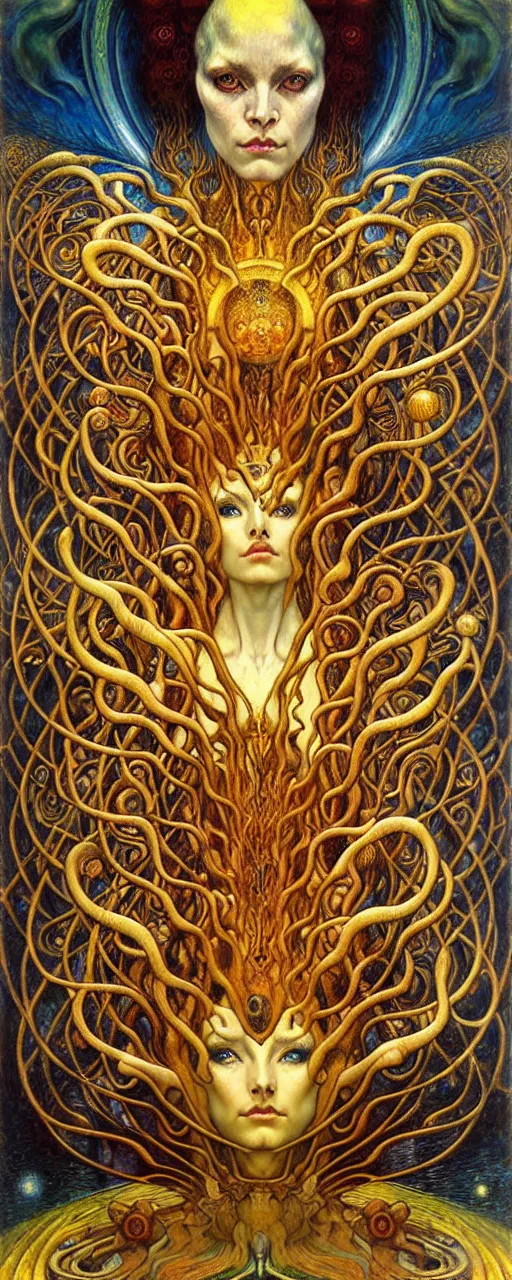 Image similar to Divine Chaos Engine by Karol Bak, Jean Delville, William Blake, Gustav Klimt, and Vincent Van Gogh, symbolist, visionary