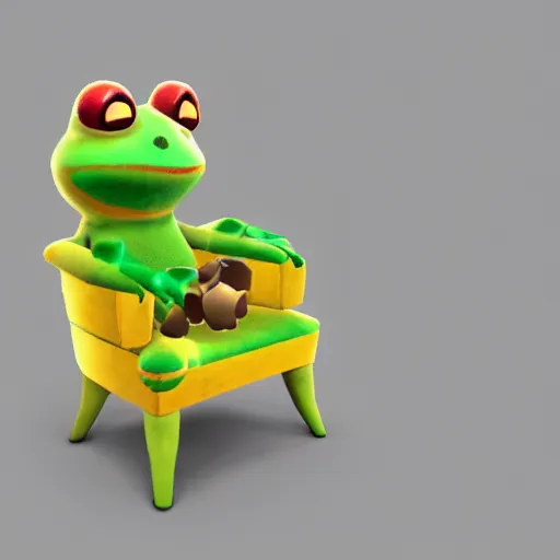 Image similar to froggy chair, 3d model, animal crossing, froggy chair, adorable, cute, detailed