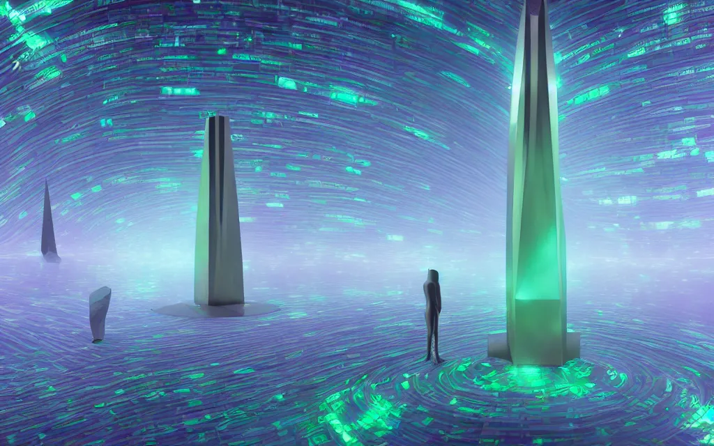 Image similar to a techno - spiritual utopian monument, perfect future, award winning digital art