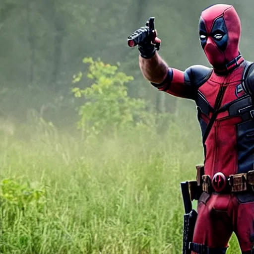 Image similar to Deadpool in The Walking Dead 4K quality