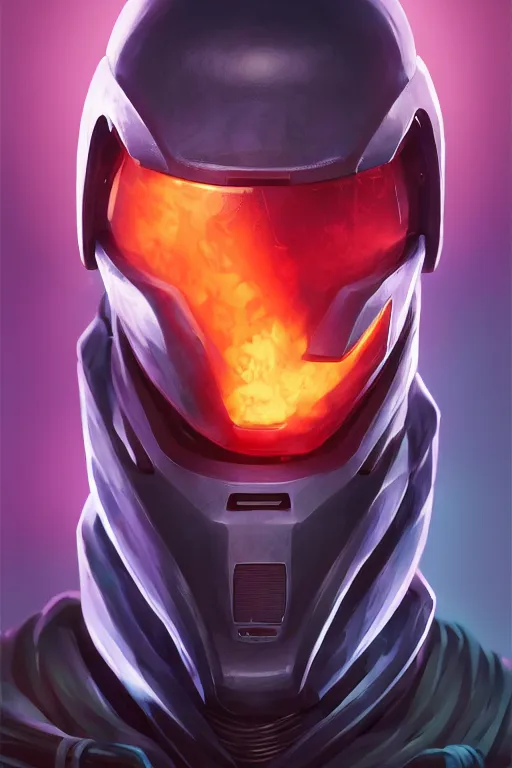 Image similar to epic mask helmet robot ninja portrait stylized as fornite style game design fanart by concept artist gervasio canda, behance hd by jesper ejsing, by rhads, makoto shinkai and lois van baarle, ilya kuvshinov, rossdraws global illumination radiating a glowing aura global illumination ray tracing hdr render in unreal engine 5