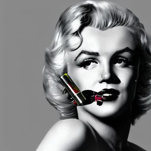 Image similar to marilyn monroe cyberpunk, cigarette dangling, grenade in hand, by pascal blanche, ultradetailed, 8 k