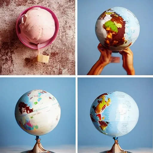 Image similar to a globe made of ice cream