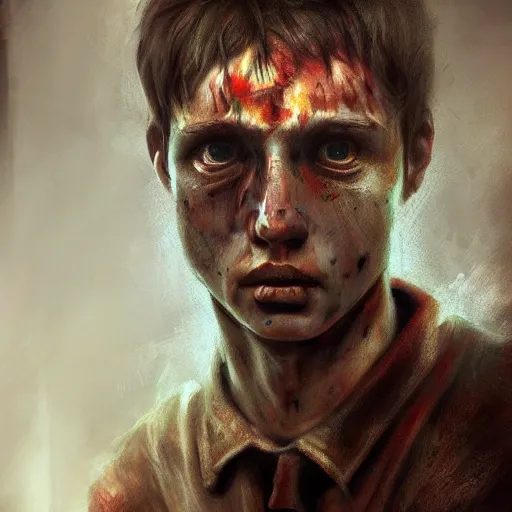 Image similar to realistic portrait painting of lost his mind young man in silent hill city made by michaelangelo, physical painting, sharp focus, digital art, bright colors, fine art, trending on artstation, unreal engine.