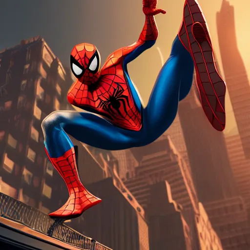 Image similar to spider - man sit on top of big raccoon and eating donuts, action scene, concept art, trending on artstation, highly detailed, intricate, sharp focus, digital art, 8 k