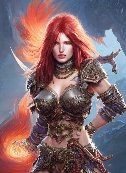 Prompt: ultra realistic illustration, bella thorne as diablo 3 barbarian anime, intricate, elegant, highly detailed, digital painting, artstation, concept art, smooth, sharp focus, illustration, art by artgerm and greg rutkowski and alphonse mucha and wlop