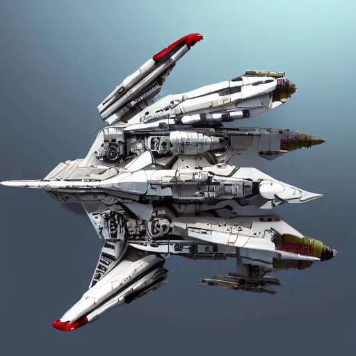 Image similar to a mechanized falcon with wings spread out, orthographic view, top down view, bottom view, side view, blueprints, macross, mecha, jet fighter, space shuttle, robotic, highly detailed, artstation, super realistic, unreal engine