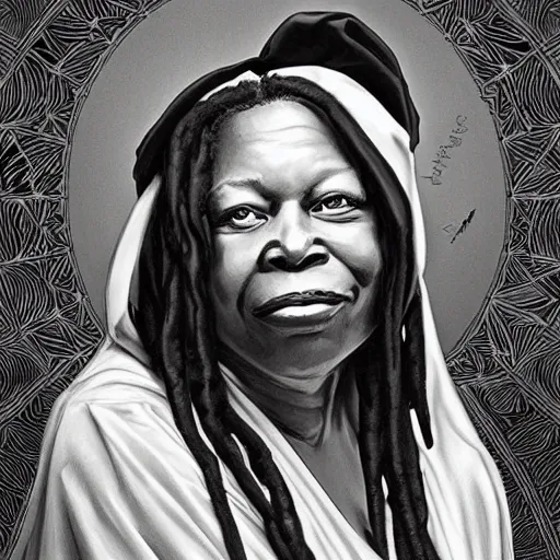 Prompt: amazing lifelike award winning pencil illustration of sister Mary Clarence whoopi Goldberg trending on art station artgerm Greg rutkowski alphonse mucha cinematic