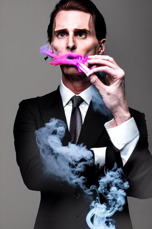 Image similar to patrick bateman smoke opps, high resolution, photorealistic, smooth, details, 4 k, aesthetic lighting, baroque object, sharp focus, hyperdetailed object, professional photography, pullitzer winning, 8 0 0 photo by : canon eos 5 d mark iv, by karah mew and adnan abidi and jodie bateman