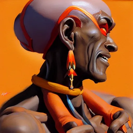 Image similar to Greg Manchess portrait painting of Dhalsim as Overwatch character, medium shot, asymmetrical, profile picture, Organic Painting, sunny day, Matte Painting, bold shapes, hard edges, street art, trending on artstation, by Huang Guangjian and Gil Elvgren and Sachin Teng