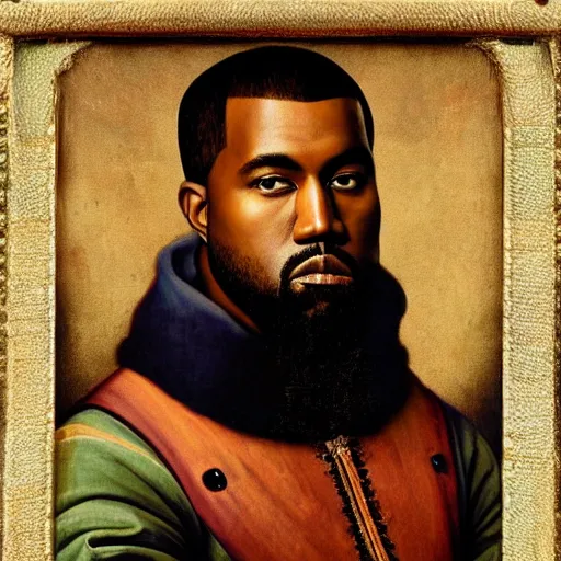 Image similar to A Renaissance portrait painting of Kanye West